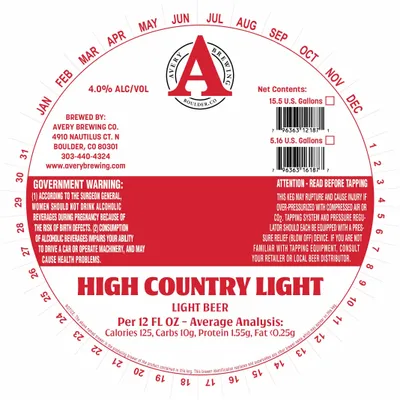 High Country Light label