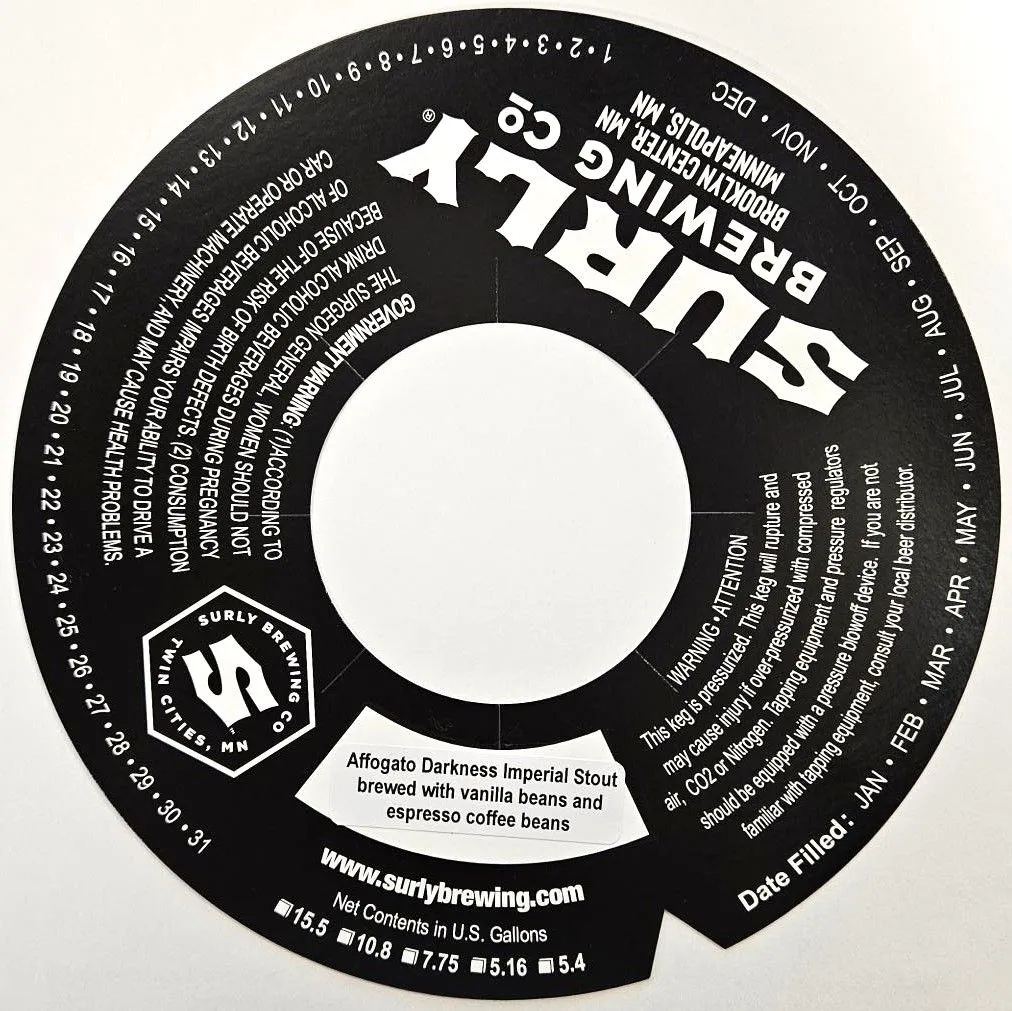 Affogato Darkness Imperial Stout — full label as filed with TTB