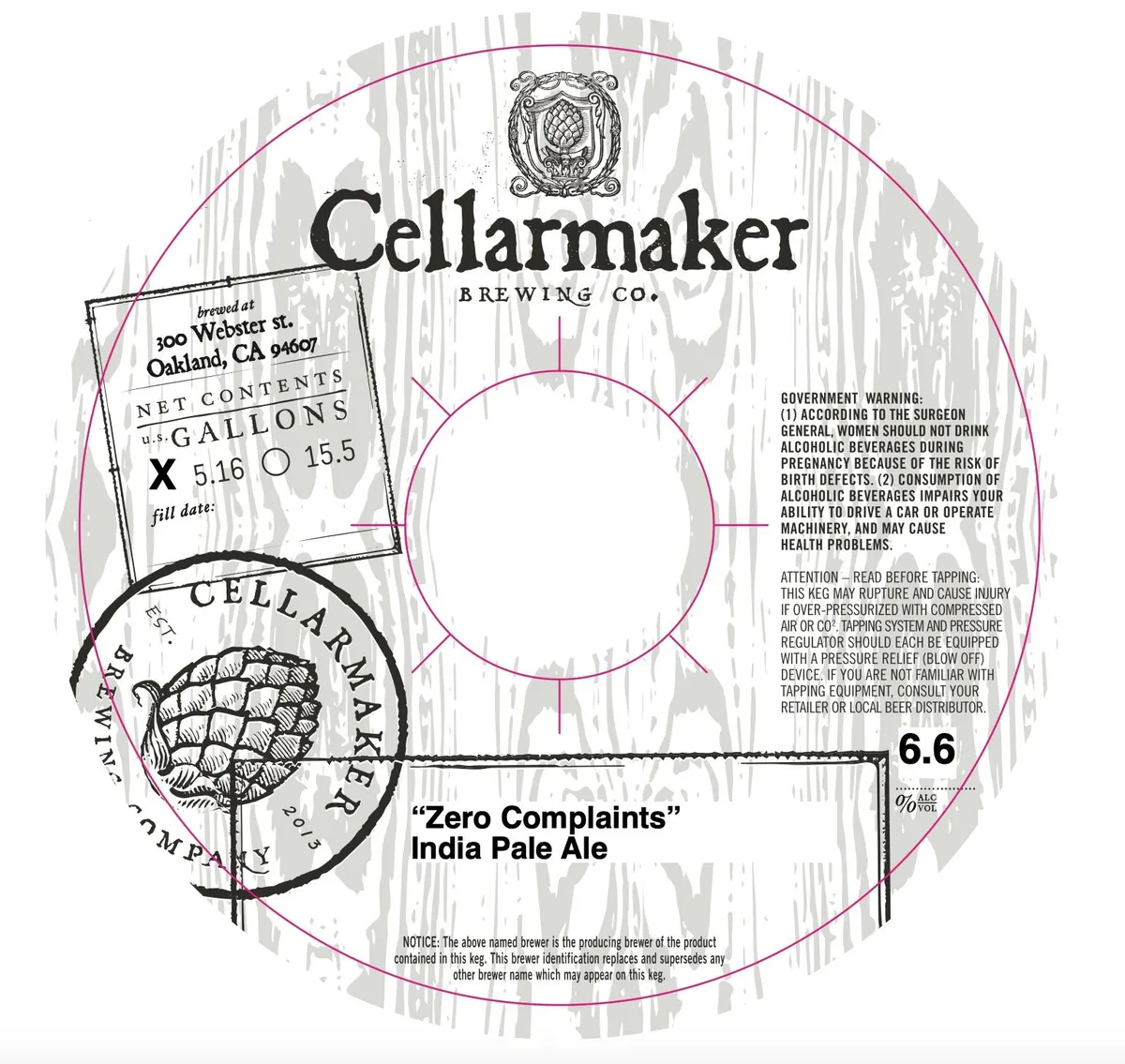 Zero Complaints India Pale Ale — full label as filed with TTB