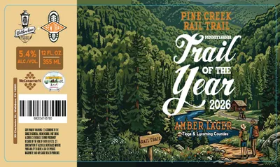 Pine Creek Rail Trail Pennsylvania Trail of the Year 2026 Amber Lager label