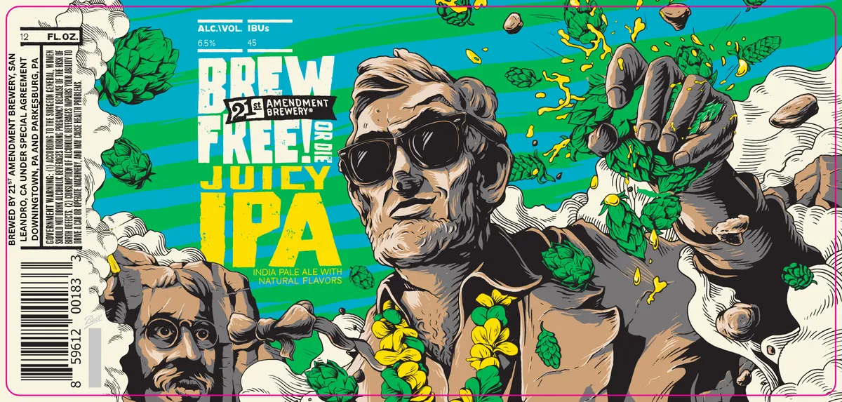Brew Free! Or Die Juicy IPA label