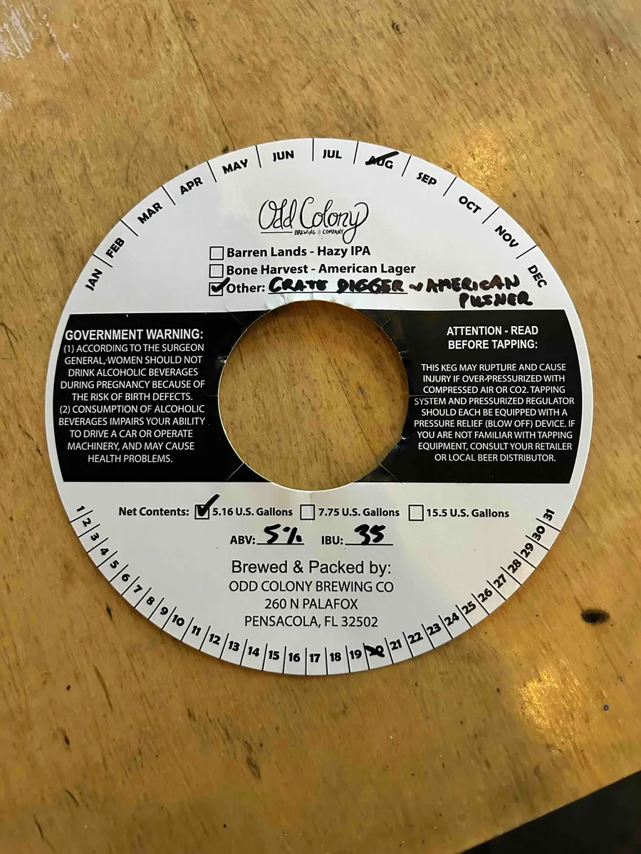 Crate Digger American Pilsner — full label as filed with TTB