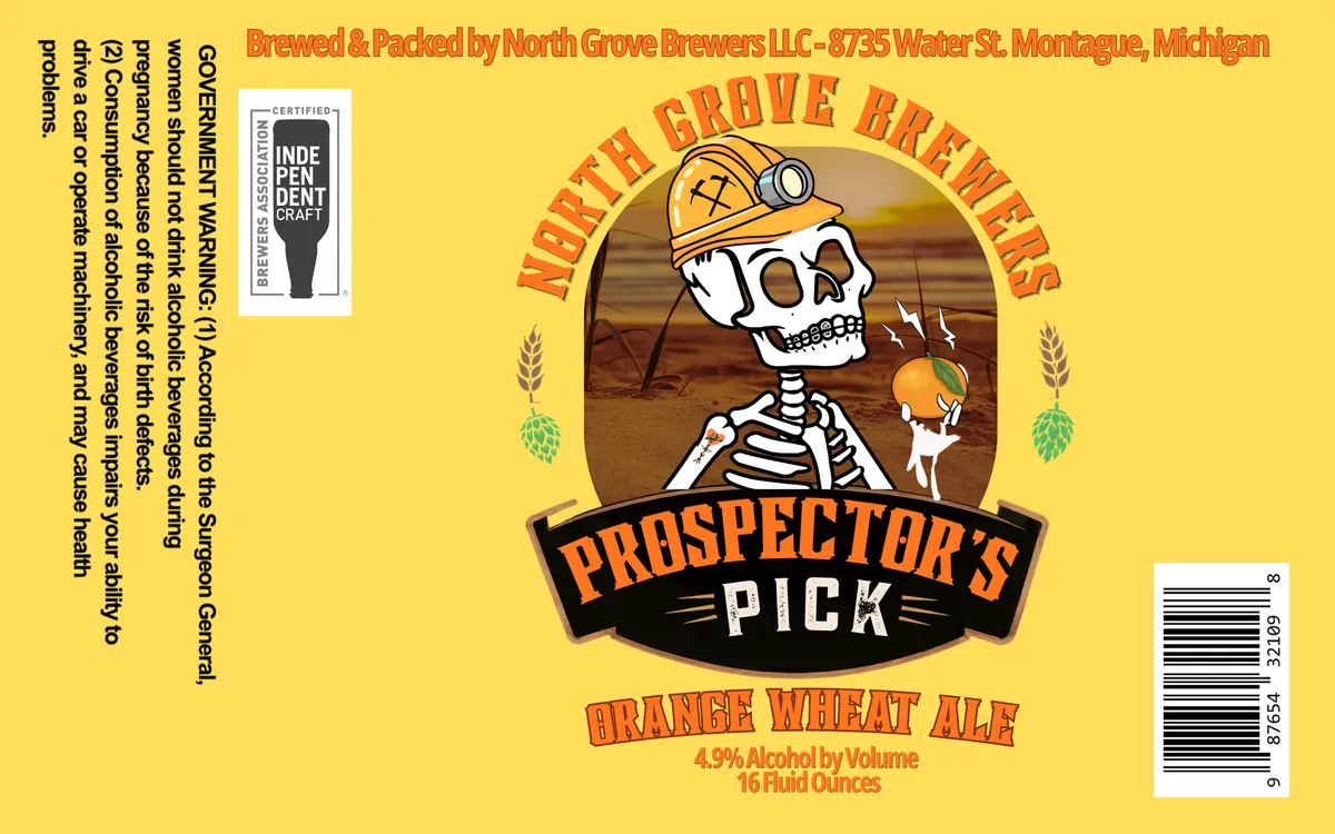 Prospector's Pick Orange Wheat Ale — full label as filed with TTB