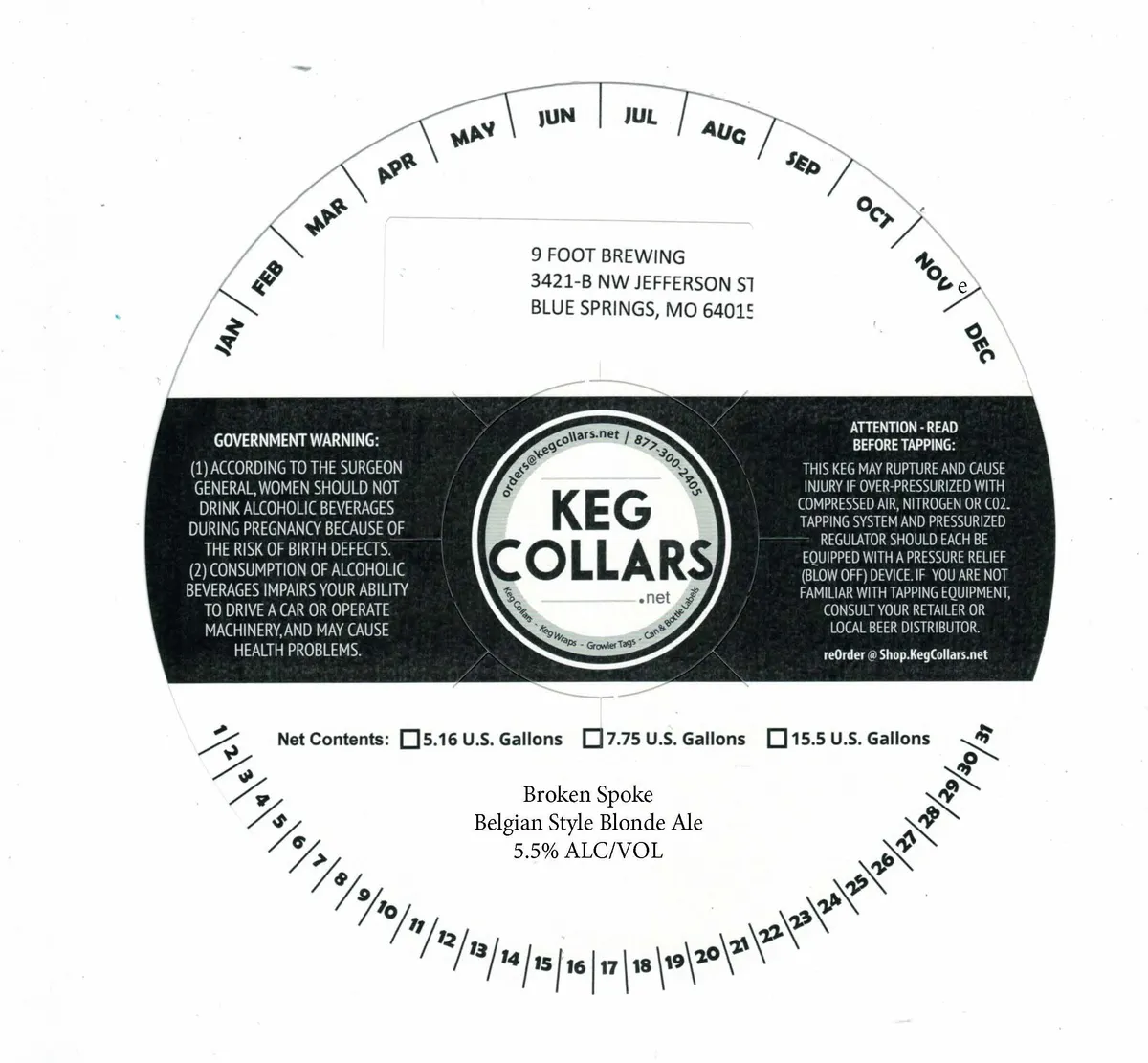 Broken Spoke — full label as filed with TTB