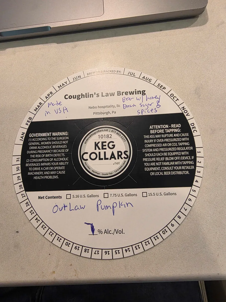Outlaw Pumpkin — full label as filed with TTB