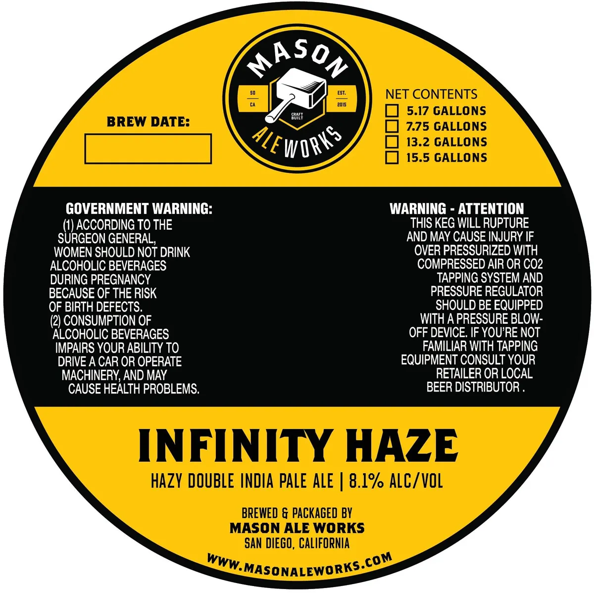 Infinity Haze — full label as filed with TTB