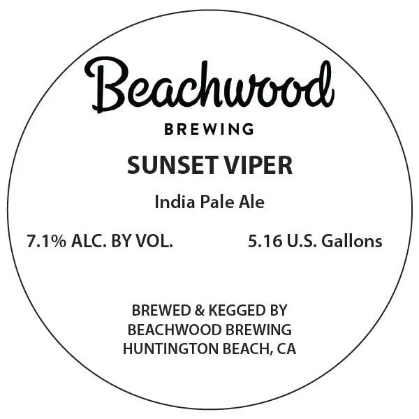 Sunset Viper — full label as filed with TTB