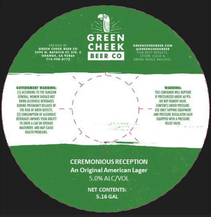 Ceremonious Reception — full label as filed with TTB