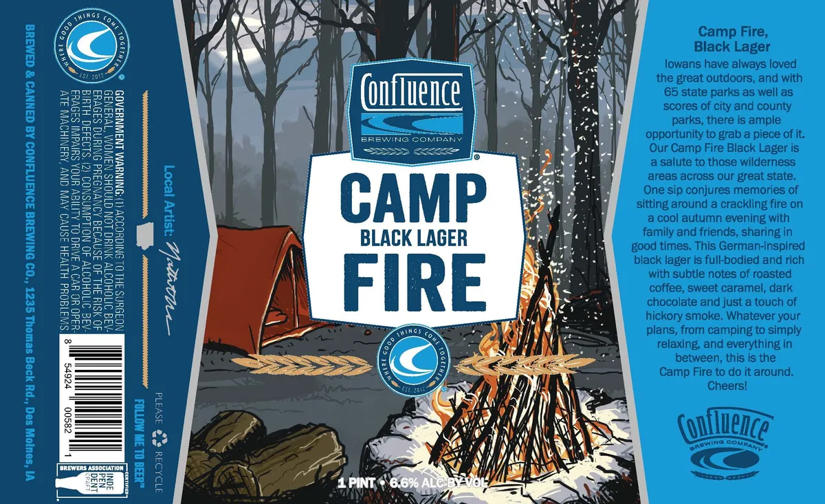 Camp Fire Black Lager — full label as filed with TTB