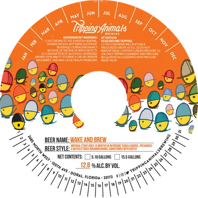 Wake and Brew label
