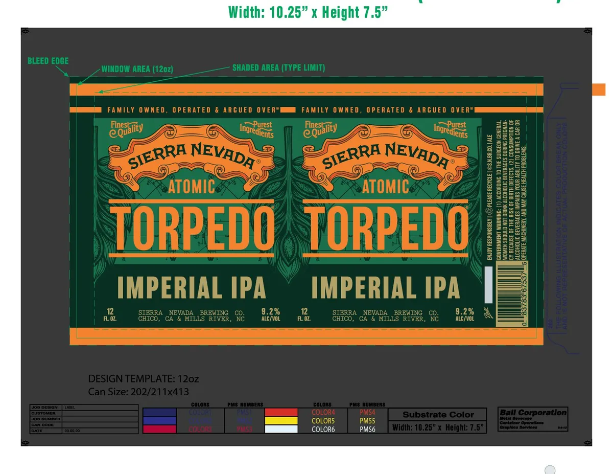 Atomic Torpedo Imperial IPA label art — SIERRA NEVADA