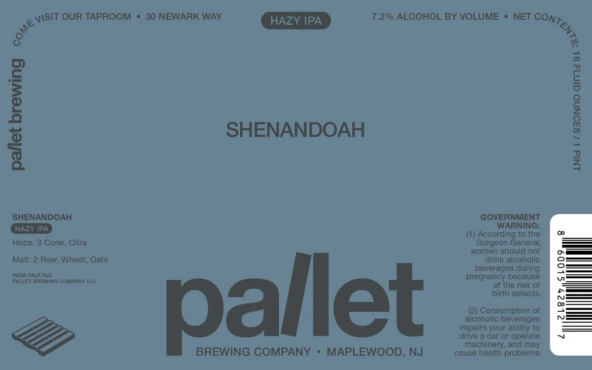 Shenandoah — full label as filed with TTB