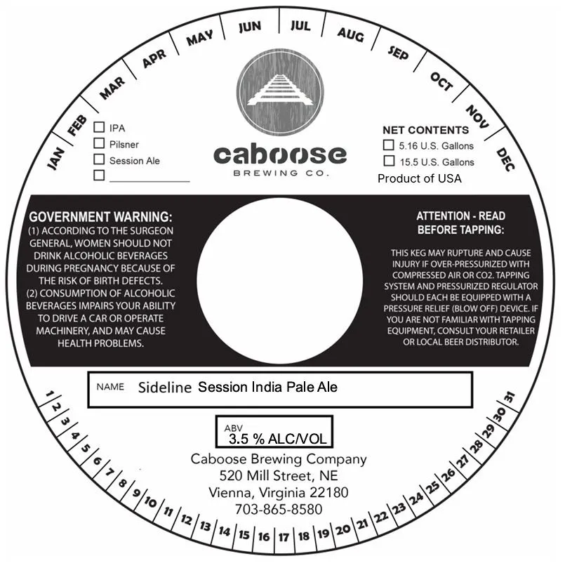Sideline Session India Pale Ale — full label as filed with TTB
