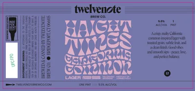 Haight Times California Common label