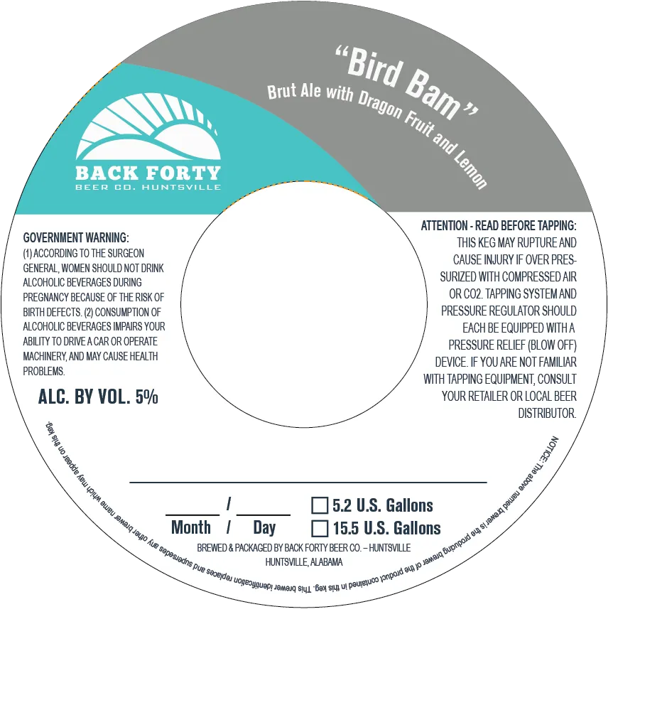 Bird Bam — full label as filed with TTB