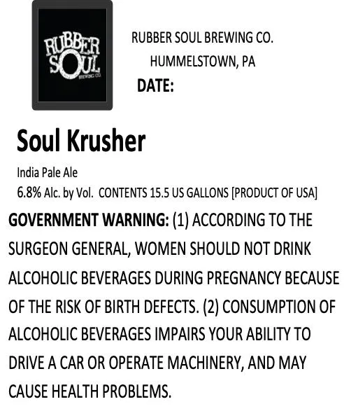 Soul Krusher — full label as filed with TTB