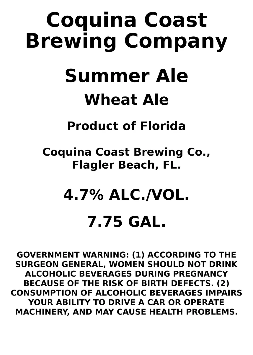 Summer Ale — full label as filed with TTB