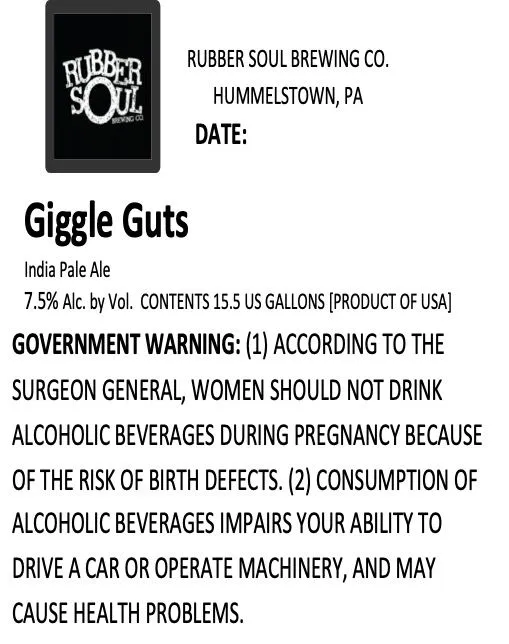 Giggle Guts — full label as filed with TTB