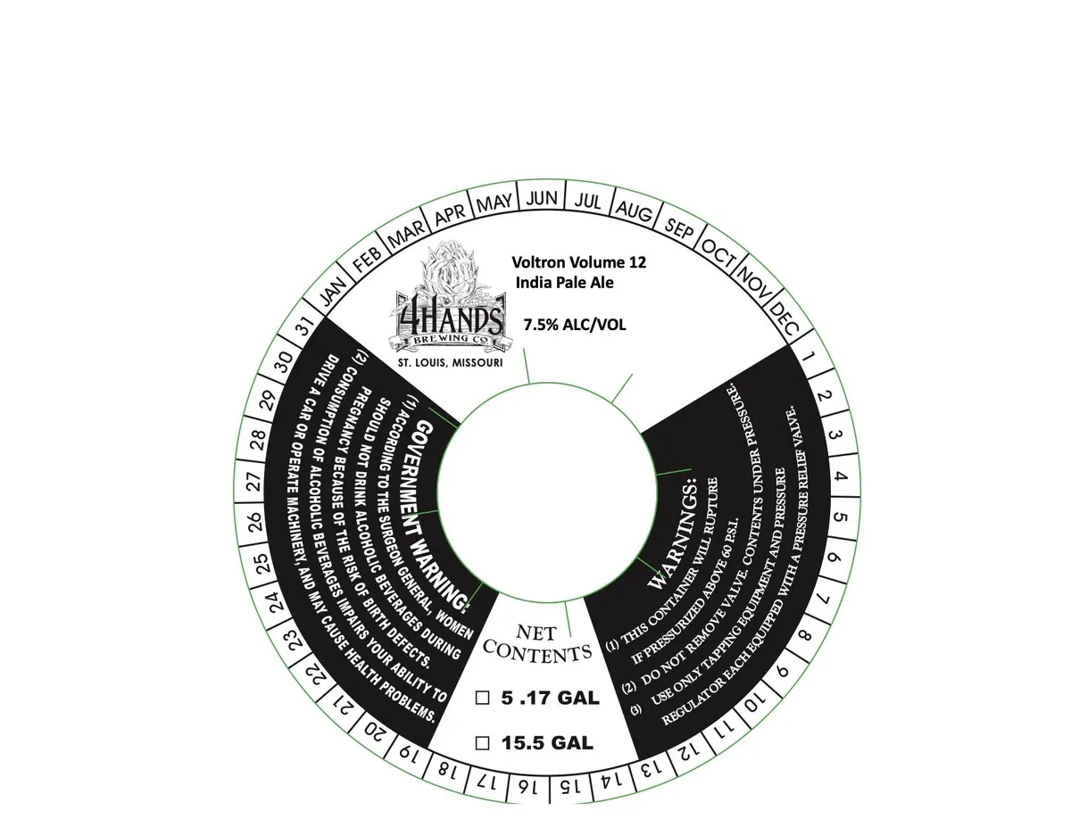 Voltron Volume 12 India Pale Ale — full label as filed with TTB