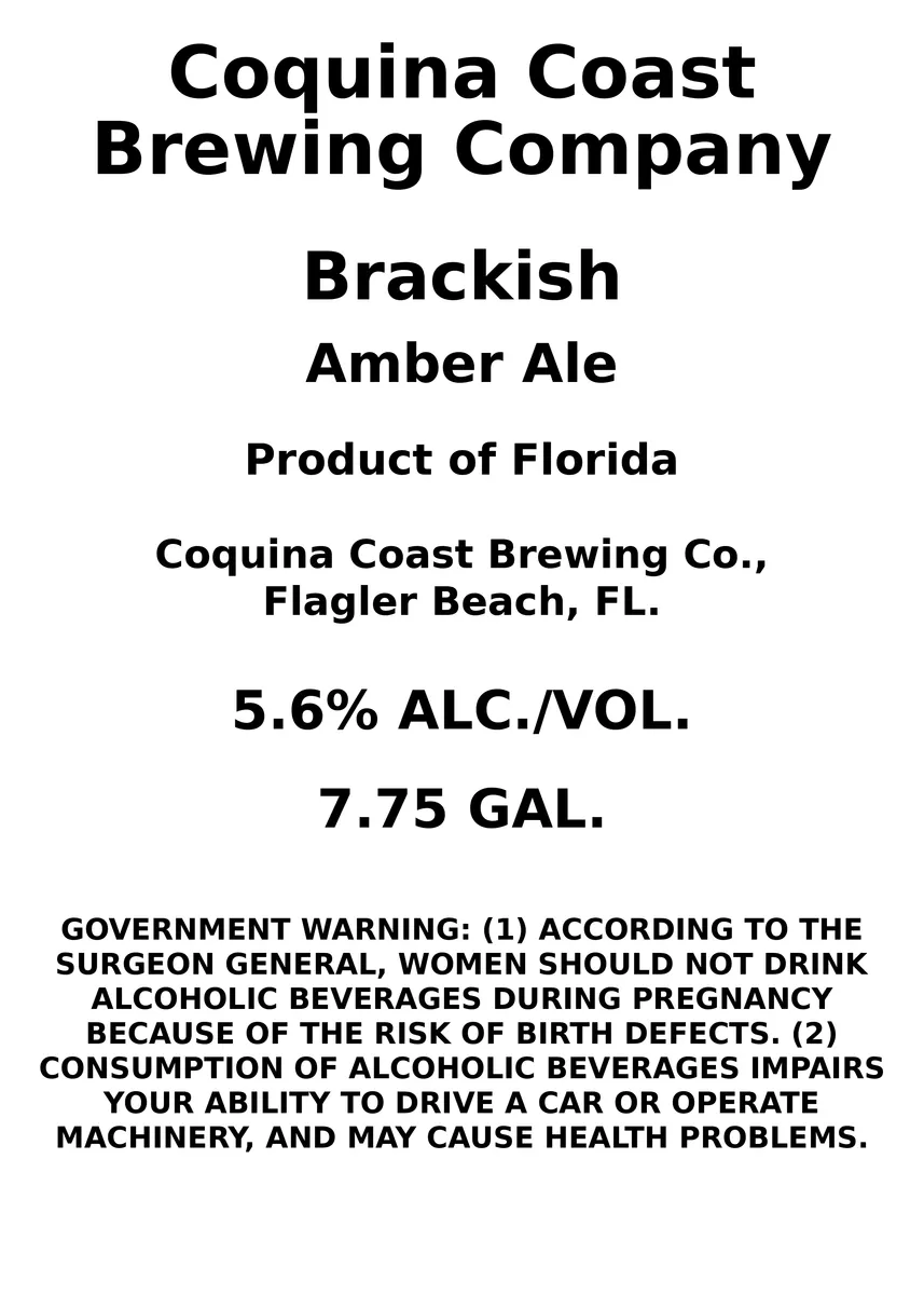 Brackish Amber Ale — full label as filed with TTB