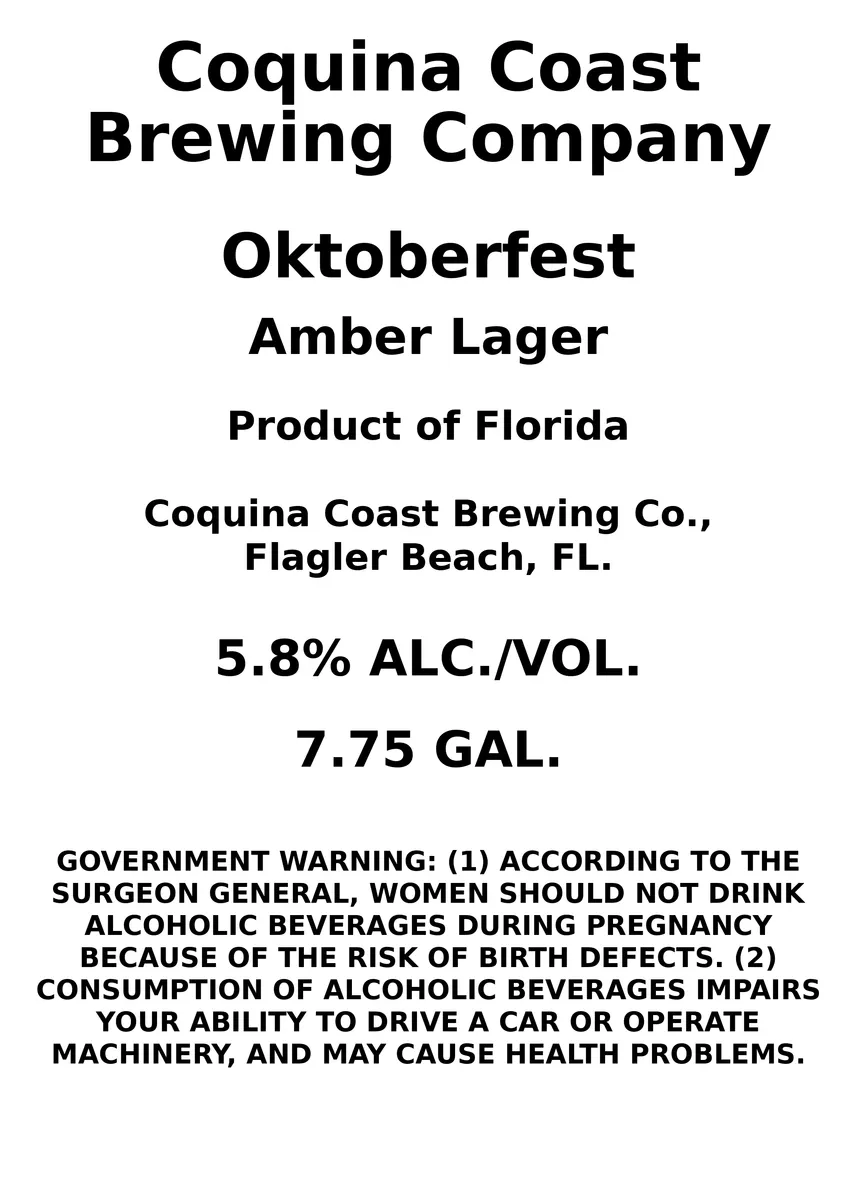 Oktoberfest — full label as filed with TTB