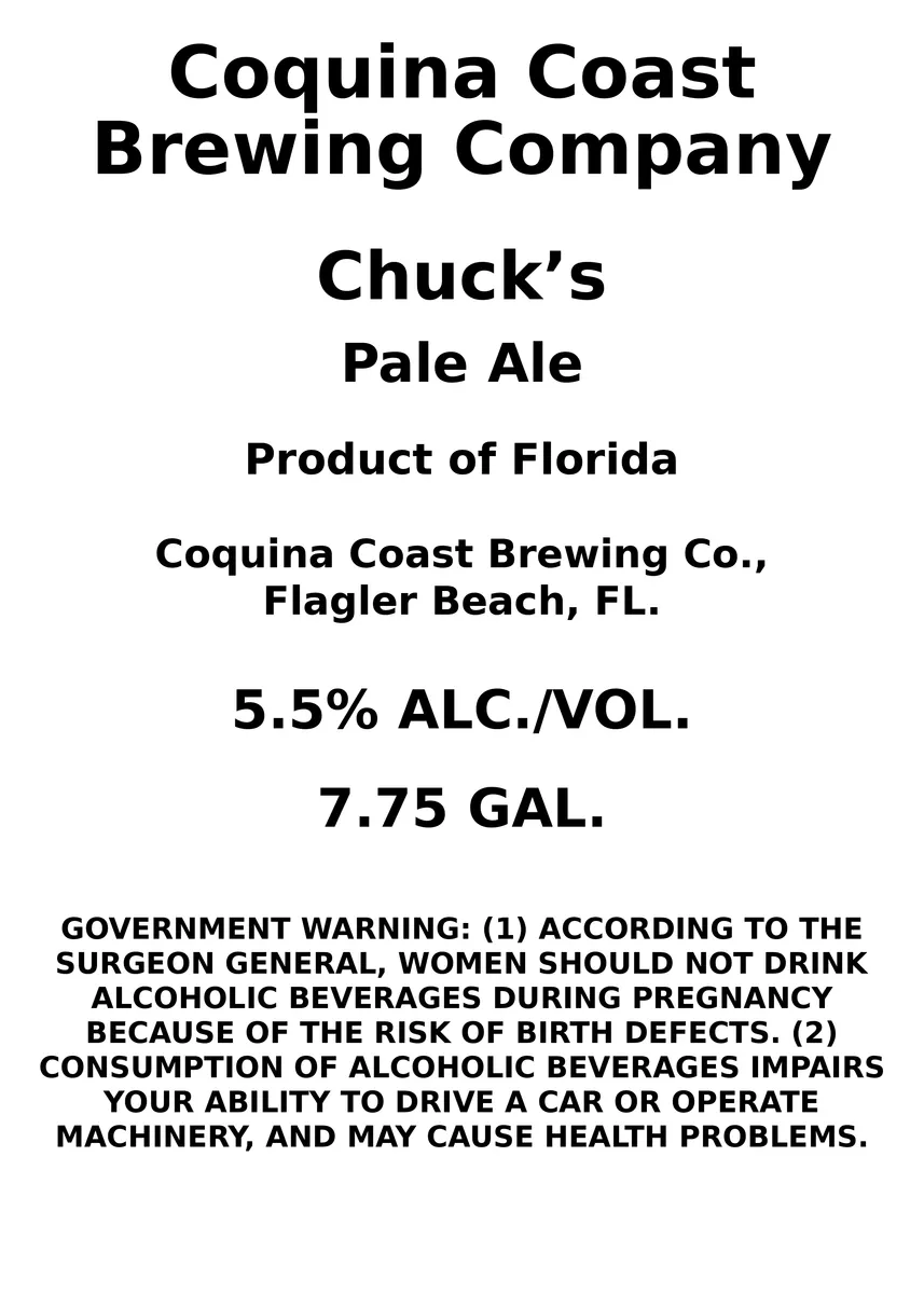 Chuck's Pale Ale — full label as filed with TTB