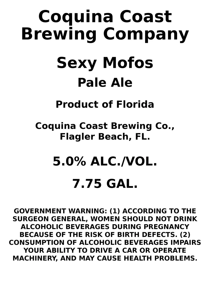 Sexy Mofos — full label as filed with TTB