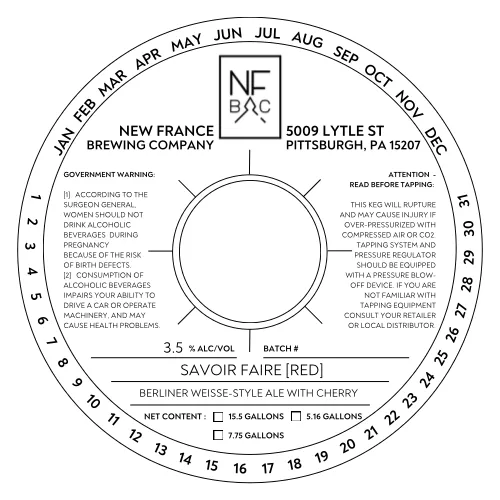 Savoir Faire [Red] — full label as filed with TTB