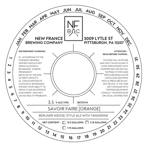 Savoir Faire [Orange] — full label as filed with TTB