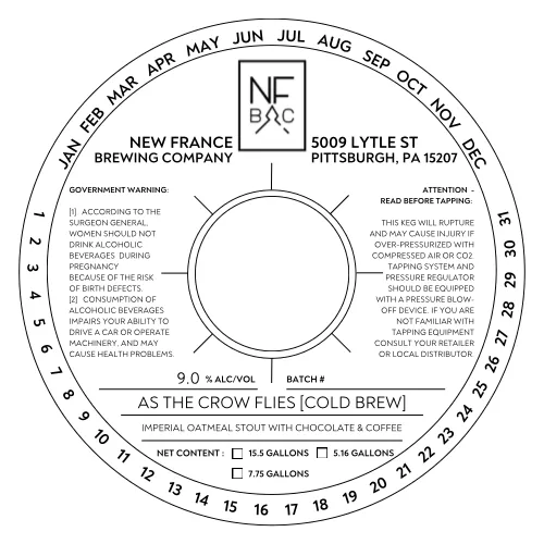 As The Crow Flies [Cold Brew] — full label as filed with TTB