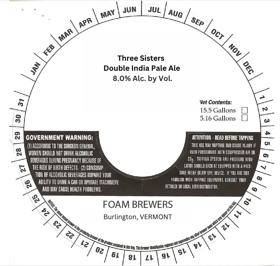 Three Sisters — full label as filed with TTB