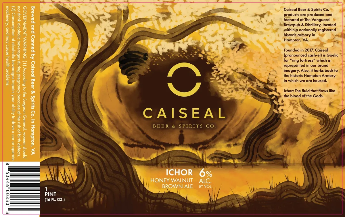 Ichor Honey Walnut Brown Ale label art — CAISEAL BEER & SPIRITS CO.