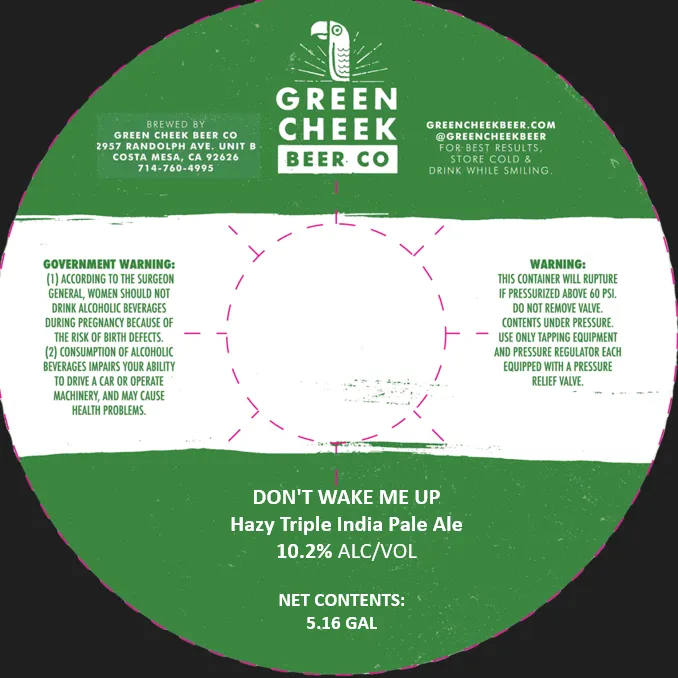 Don't Wake Me Up — full label as filed with TTB