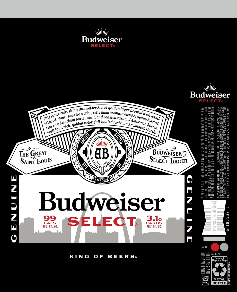 Budweiser Select — full label as filed with TTB