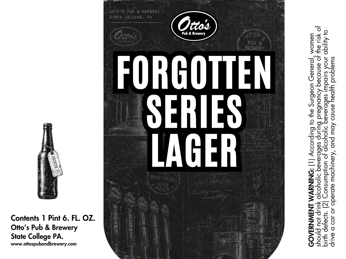 Forgotten Series Lager label art — OTTO'S PUB & BREWERY