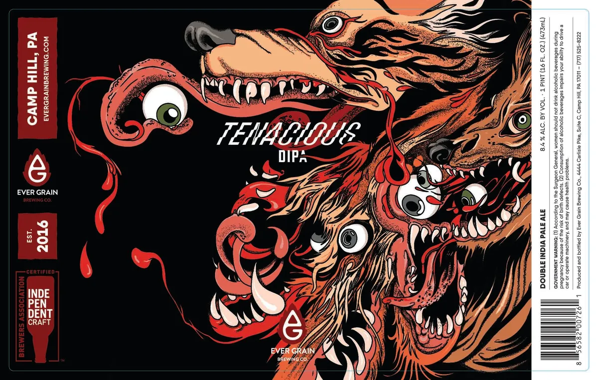 Tenacious label art — EVER GRAIN BREWING CO.