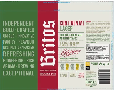 Britos Continental Lager label