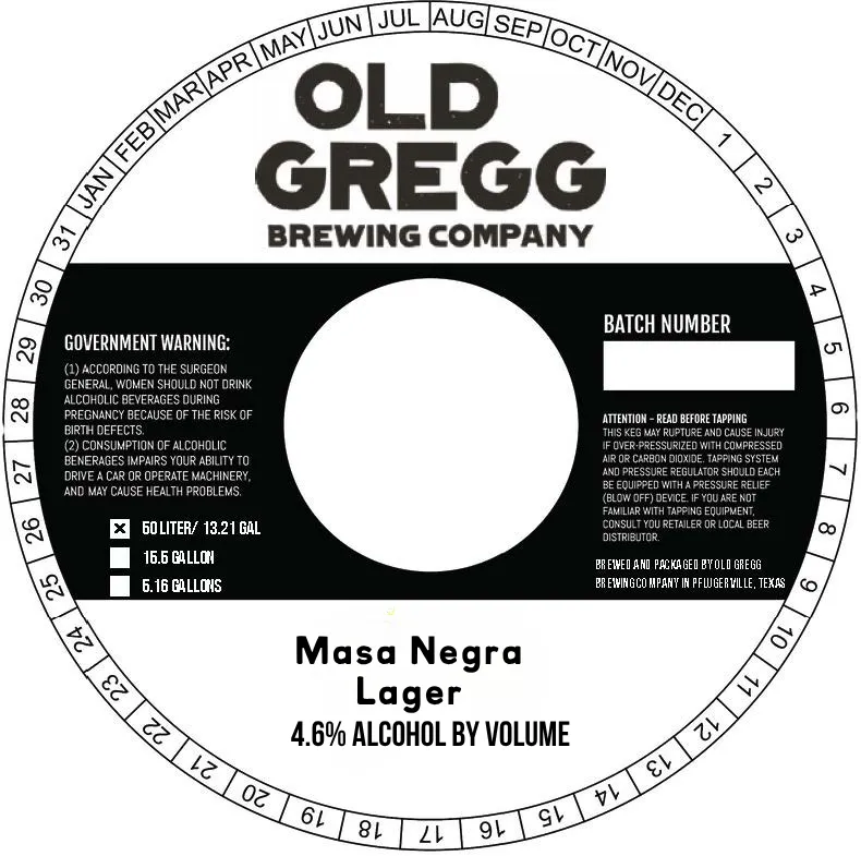 Masa Negra Lager — full label as filed with TTB