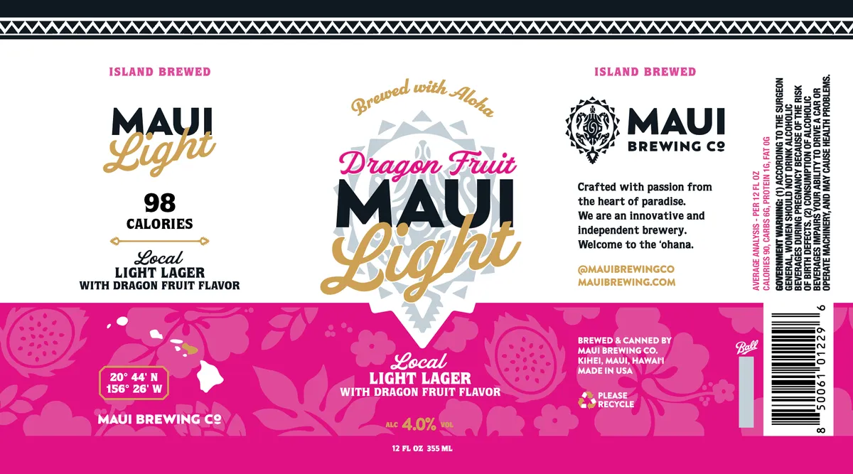 Dragon Fruit Maui Light — full label as filed with TTB
