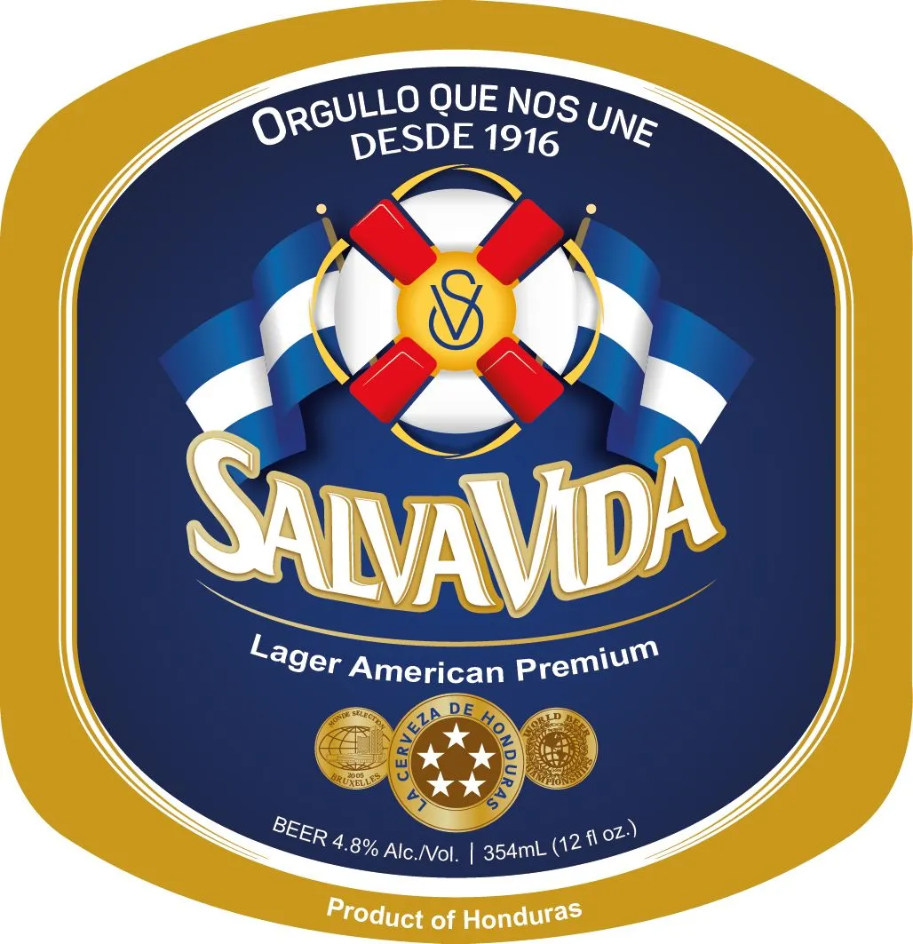 Salva Vida Lager American Premium label art — LAGER AMERICAN PREMIUM