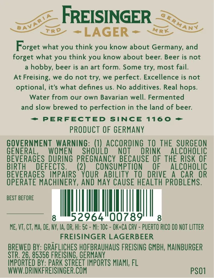 Freisinger Lager label art — FREISINGER