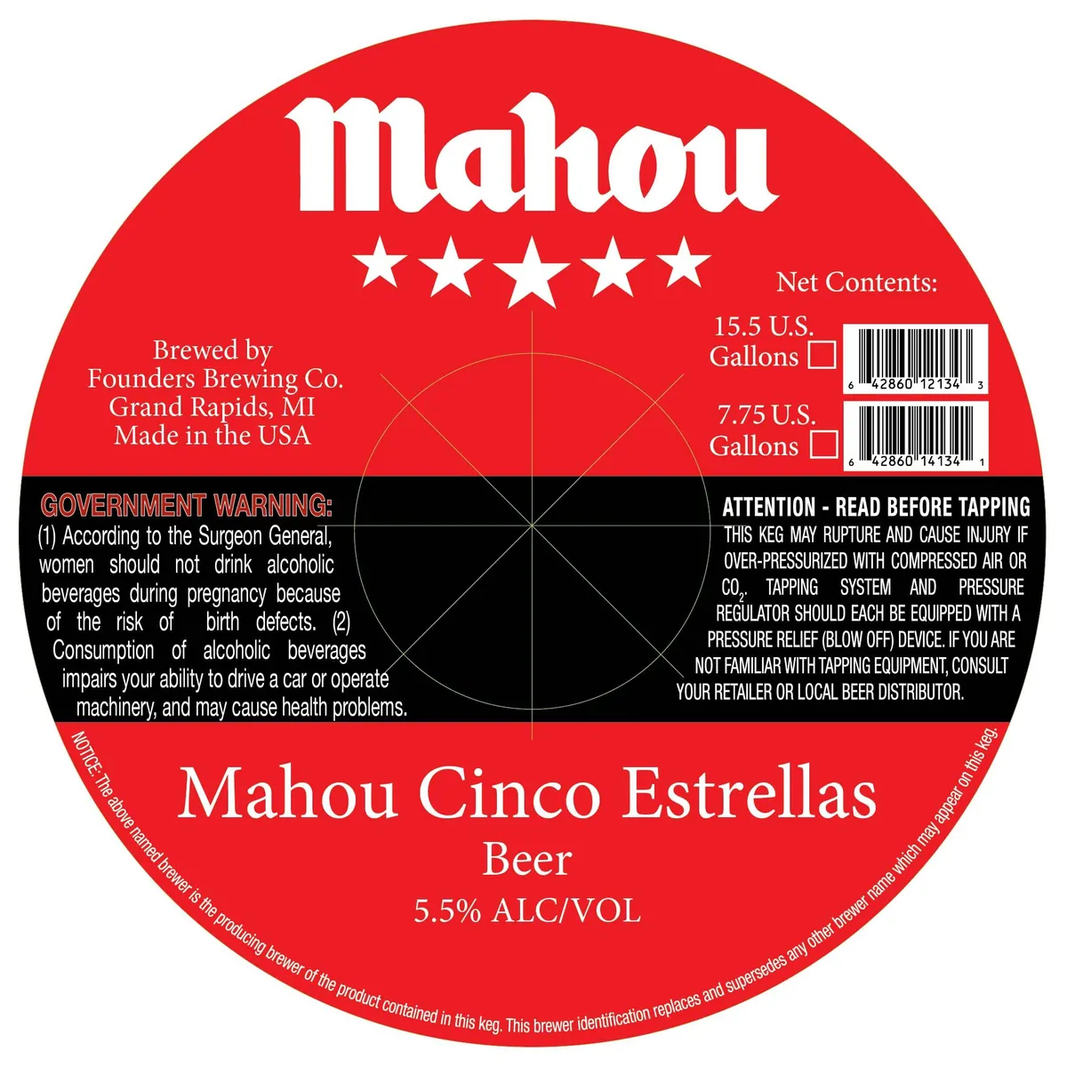 Mahou Cinco Estrellas label art — MAHOU