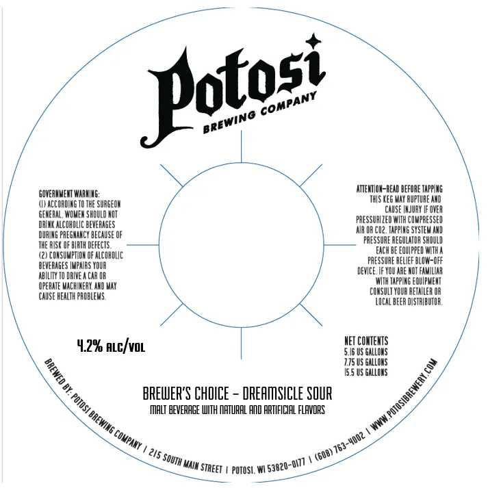 Brewer's Choice - Dreamsicle Sour — full label as filed with TTB