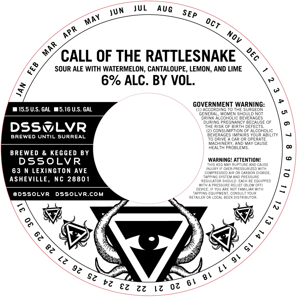 Call of the Rattlesnake — full label as filed with TTB