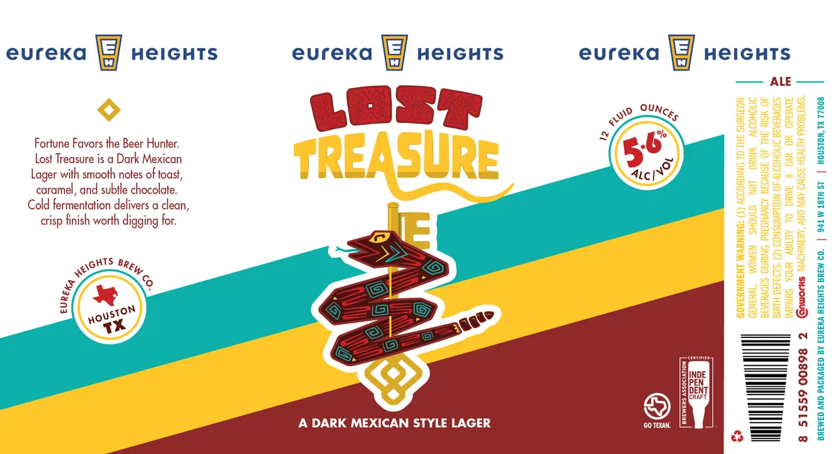 Lost Treasure label art — EUREKA HEIGHTS BREW CO