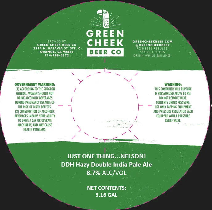 Just One Thing...Nelson! — full label as filed with TTB