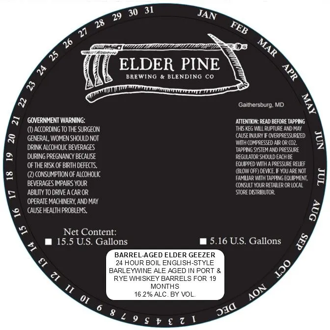 Barrel-Aged Elder Geezer — full label as filed with TTB