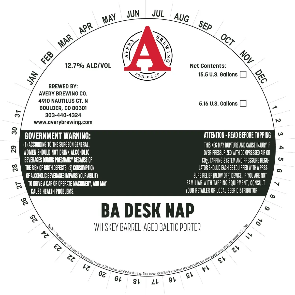 BA Desk Nap — full label as filed with TTB