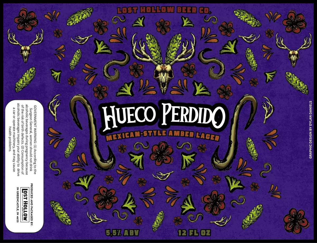 Hueco Perdido label art — HUECO PERDIDO MEXICAN-STYLE AMBER LAGER