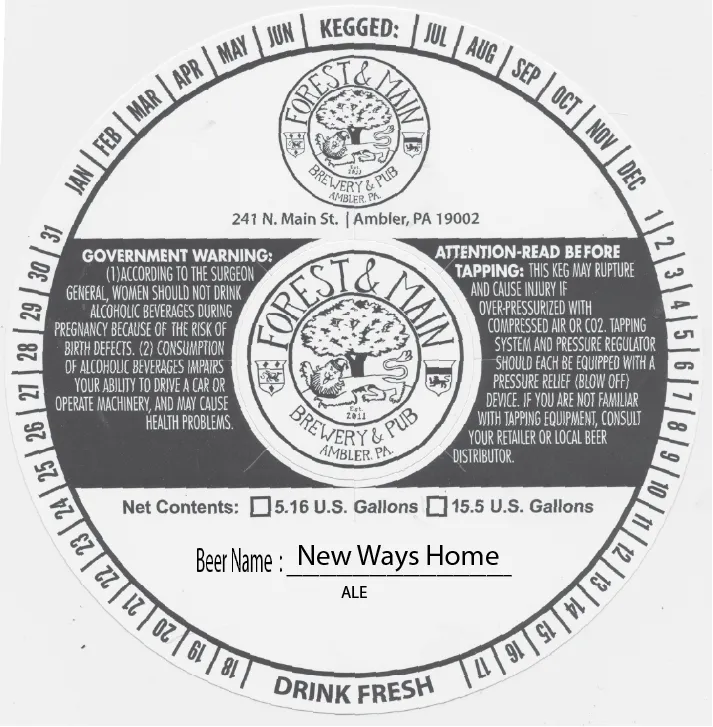 New Ways Home — full label as filed with TTB